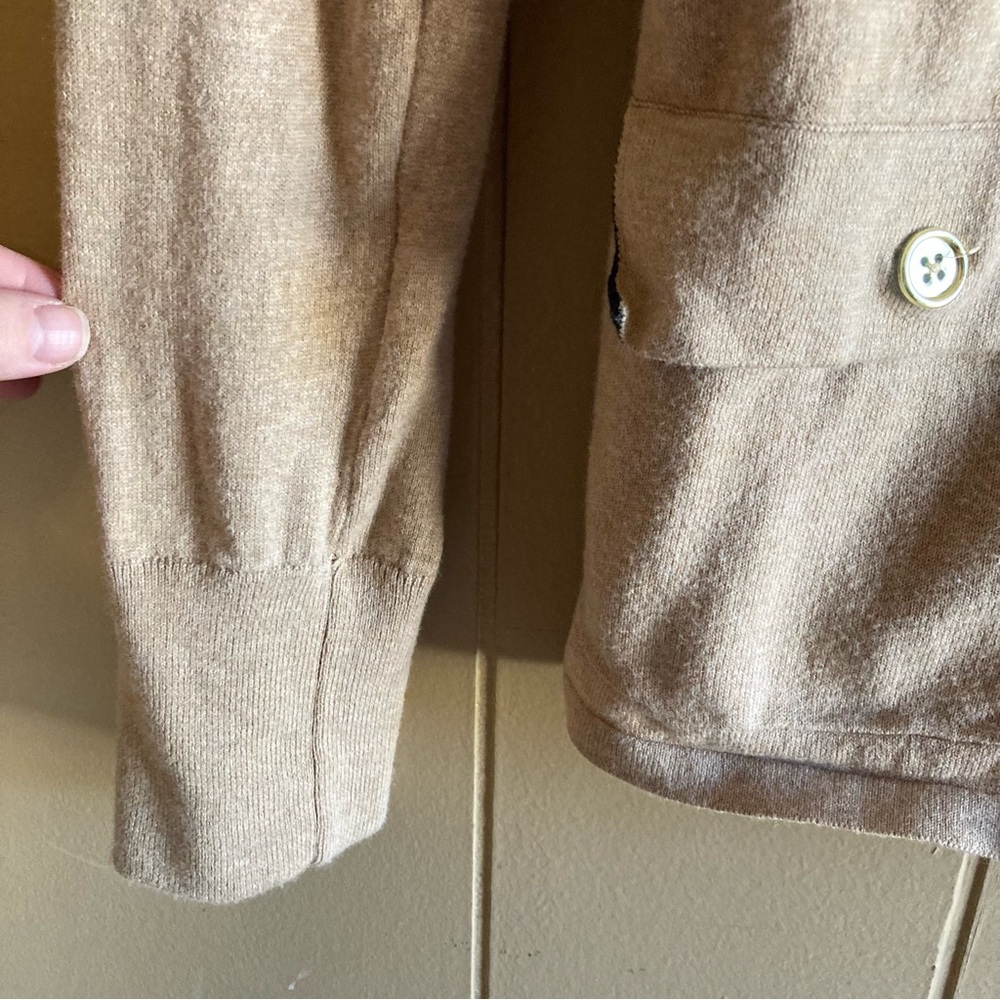 Jones New York Signature Tan with black details Gold Button Cardigan SIZE M - Picture 4 of 9